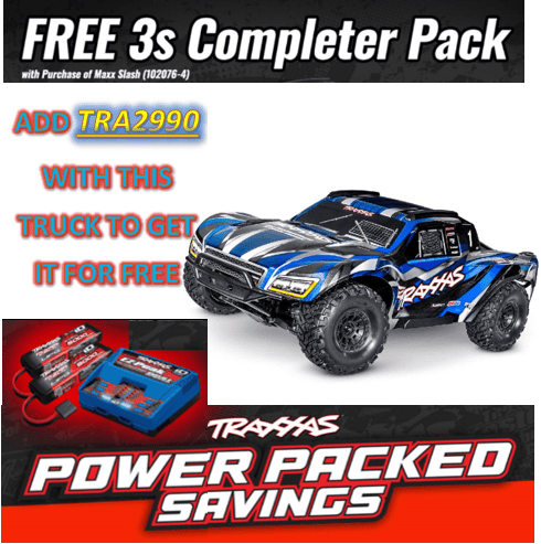 TRA102076-4BLUE Traxxas Maxx Slash 1/8 4WD Brushless Short Course Truck - Blue *** You Get this for FREE Recommended Battery and Charger Completer Pack part # TRA2990 value at $339.98. YES. For FREE