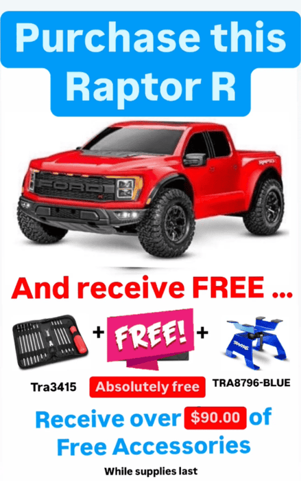 TRA101076-4RED Traxxas Ford Raptor R -  Red **Sold Separately YOU will need this part #TRA2970-3S to run this truck***If you do order from this BOXING WEEK sale ALL sales are final sale .