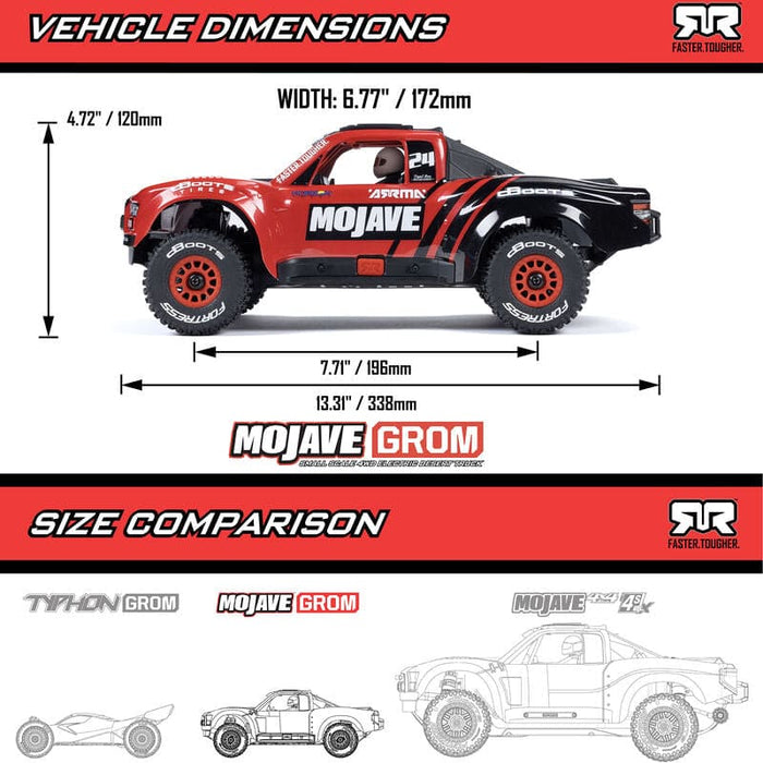 ARA2104T2 MOJAVE GROM MEGA 380 Brushed 4X4 Small Scale Desert Truck RTR with Battery & Charger, Blue/White ** IN STOCK EARLY JULY** (FOR A EXTRA BATTERY PLEASE ORDER SPMX142S30H2)