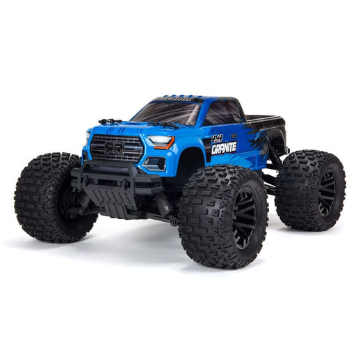 ARA4202XV3T1 1/10 GRANITE 4X4 MEGA 550 Brushed Monster Truck RTR, Blue ****YOU will need these two parts. Sold separately. SPMX50002S30H3. &. DYNC2030 to run this truck