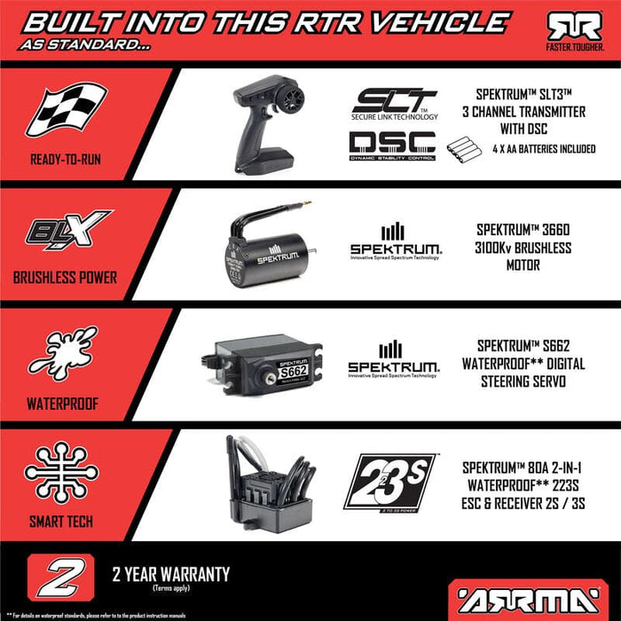 ARA4303V4T2 1/10 SENTON 223S BLX Brushless 4X4 Short Course Truck RTR with DSC, Red *YOU will need this to run this truck # SPMX-1034