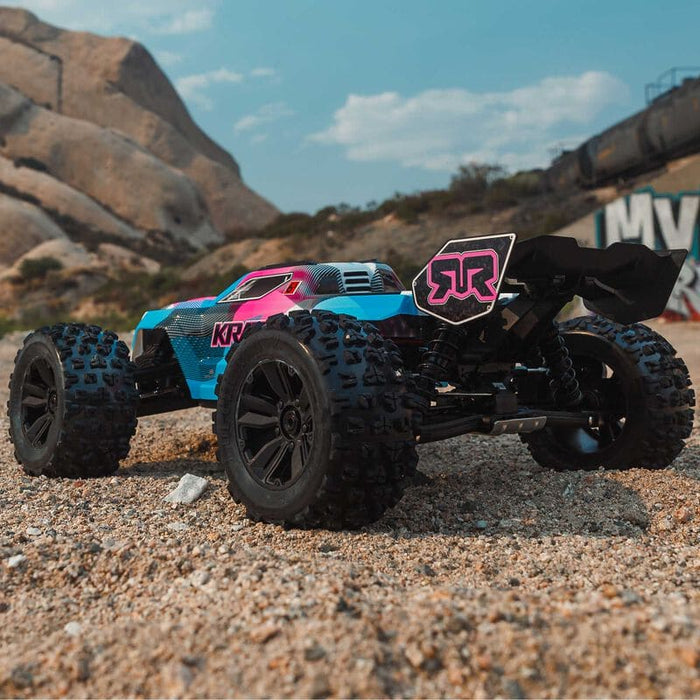 ARA8608V6T2 1/8 KRATON 6S V6 4X4 BLX Brushless Speed Monster Truck RTR, Blue/Pink *YOU will need this to run this truck # SPMXPSS600