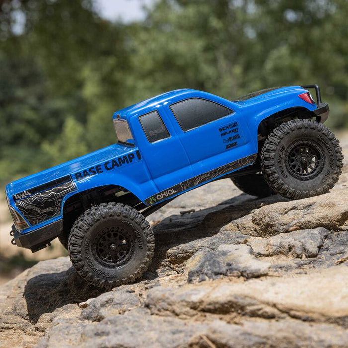 AXI-1219T2 1/24 SCX24 Base Camp 4WD Rock Crawler Brushed RTR with Battery & Charger, Blue