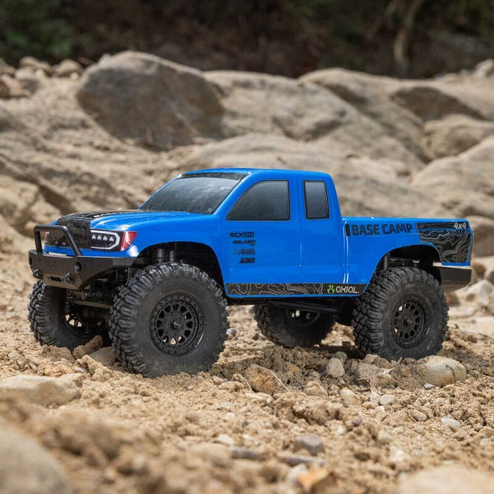 AXI-1219T2 1/24 SCX24 Base Camp 4WD Rock Crawler Brushed RTR with Battery & Charger, Blue