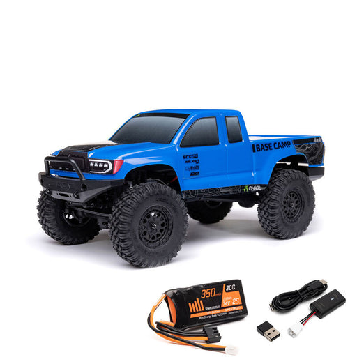 AXI-1219T2 1/24 SCX24 Base Camp 4WD Rock Crawler Brushed RTR with Battery & Charger, Blue