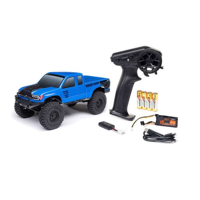 AXI-1219T2 1/24 SCX24 Base Camp 4WD Rock Crawler Brushed RTR with Battery & Charger, Blue