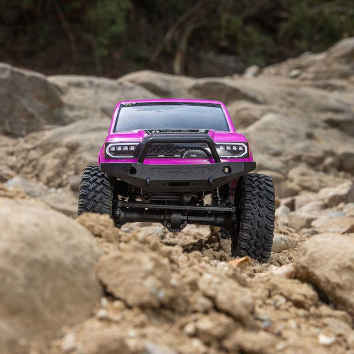 AXI-1219T3 1/24 SCX24 Base Camp 4WD Rock Crawler Brushed RTR with Battery & Charger, Pink