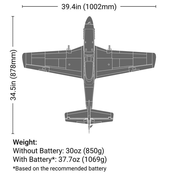 EFL02650 P-51D Mustang 1.0m BNF Basic with AS3X+ and SAFE Select