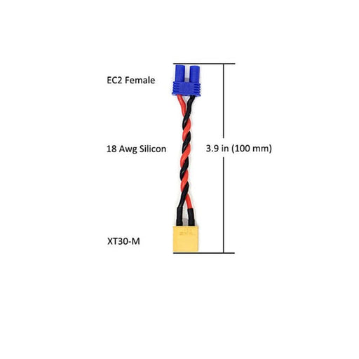 FRU2277 High Quality XT30 Male to EC2 Female Conversion Cable