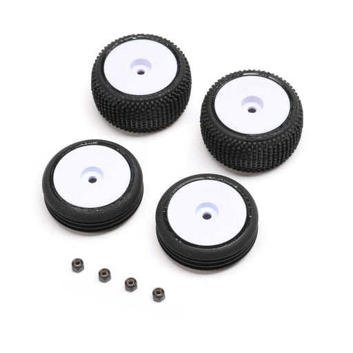 LOS-1763 Tires & Wheels Mounted, White: Micro-B