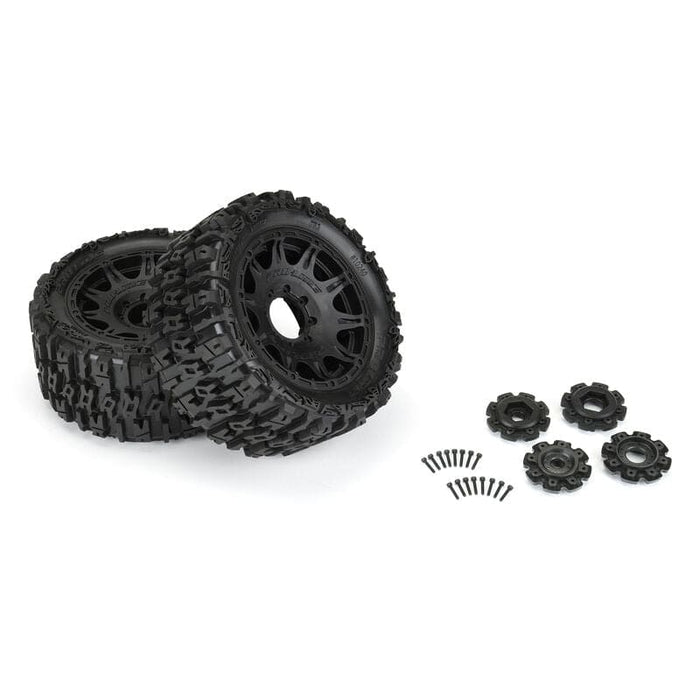 PRO1024010 1/6 Trencher F/R 5.7? Tires Mounted 24mm Black Raid 8x48 Hex (2)