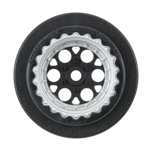 PRO283413 1/16 Showtime+ Rear 8mm Hex Wheels Black/Silver (2): Losi Mini Drag