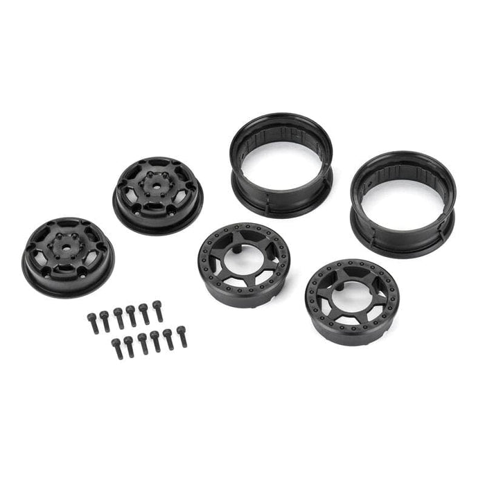 PRO284200 1/10 Holcomb F/R 1.55" 12mm Crawler Bead-Loc Wheels (2) Black