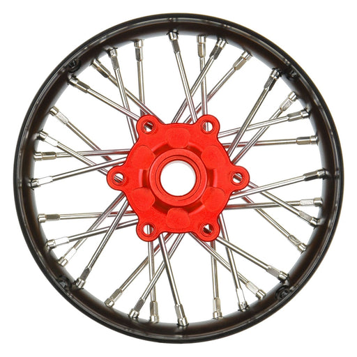 PRO284700T2 1/4 Pro-Spec Aluminum V2 Bead Front Wheel Black/Red (1): Promoto-SM