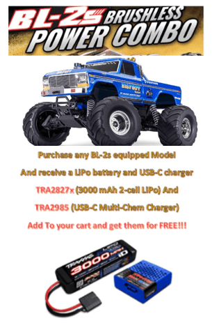 TRA36334-4 Traxxas 1/10 BIGFOOT No. 1 BL-2S HD Clipless - Blue***For this promotion please add Part number TRA2985  & TRA2827X  TO GET IT FOR FREE
