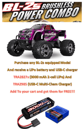 TRA36354-4PINK Traxxas 1/10 Stampede 2WD BL-2S HD Clipless - Pink ***For this promotion please add Part number TRA2985  & TRA2827X  TO GET IT FOR FREE
