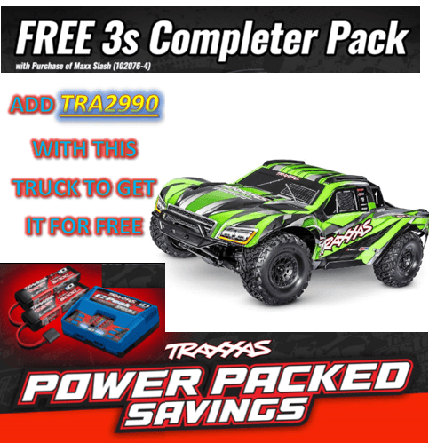TRA102076-4GREEN Traxxas Maxx Slash 1/8 4WD Brushless Short Course Truck  *** You Get this for FREE Recommended Battery and Charger Completer Pack part # TRA2990 value at $339.98. YES. For FREE