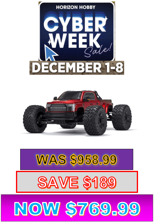 ARA7612T2 1/7 BIG ROCK 6S 4X4 BLX Monster Truck RTR, Red *YOU will need this to run this truck # SPMXPSS600 ***If you do order from this CYBER week sale ALL sales are final sale .