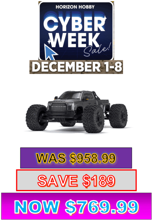 ARA7612T1 1/7 BIG ROCK 6S 4X4 BLX Monster Truck RTR, Gunmetal *YOU will need this to run this truck # SPMXPSS600 ***If you do order from this CYBER week sale ALL sales are final sale .