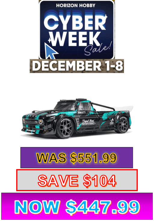 ARA4315V3T2 1/8 INFRACTION 4X4 3S BLX 4WD All-Road Street Bash Resto-Mod Truck RTR, Teal   **YOU will need this to run this truck #SPMX-1034 ***If you do order from this CYBER week sale ALL sales are final sale .