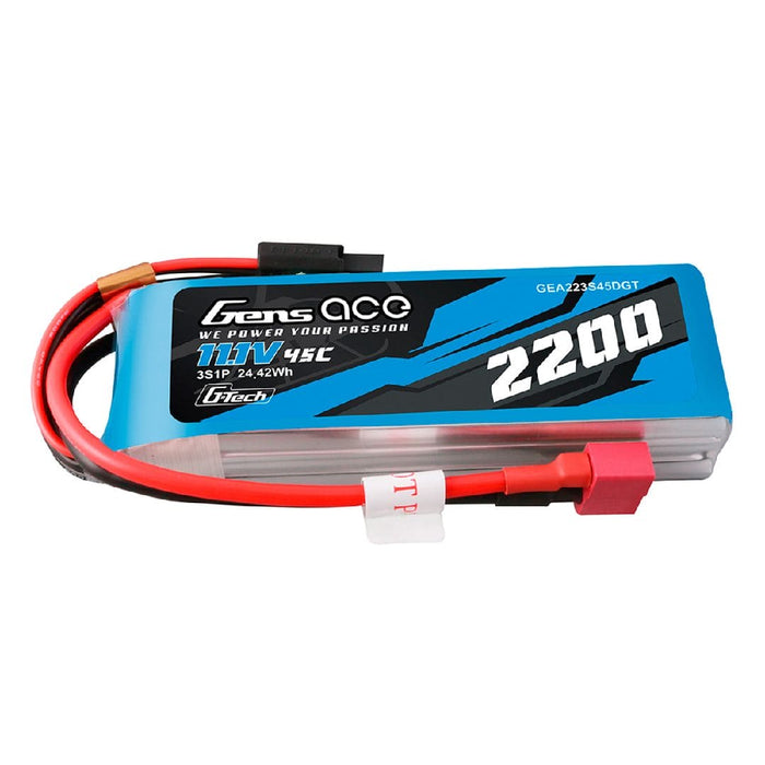 GEA223S45DGT Gens Ace G-Tech 2200mAh 3S1P 11.1V 45C Lipo With Deans Plug