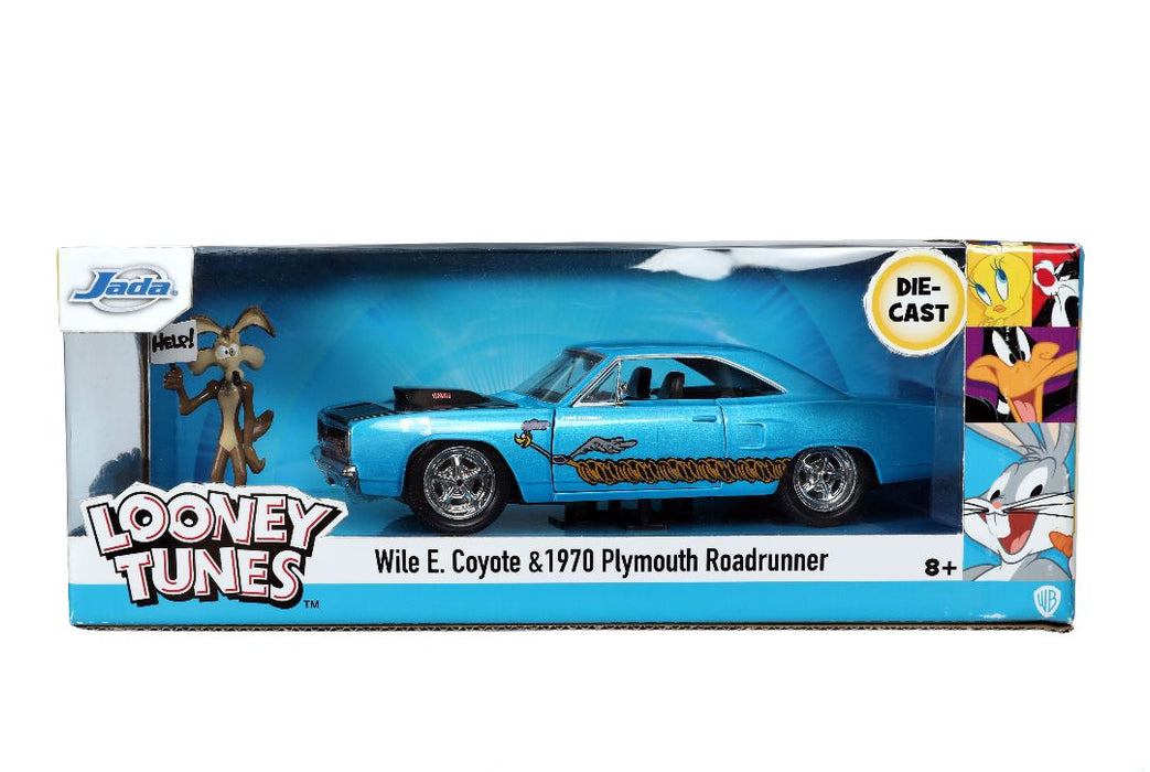 JAD32038 Jada 1/24 "Hollywood Rides" Looney Tunes - 1970 Plymouth Road Runner w/ Wile E Coyote