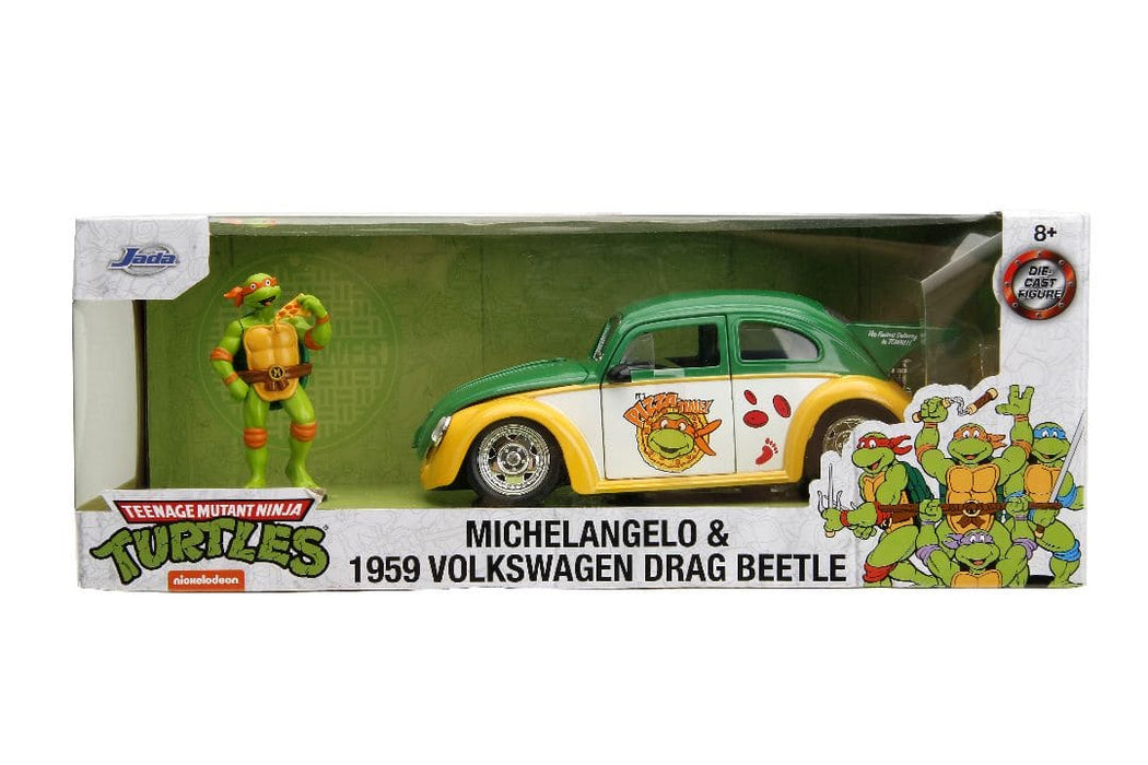 JAD33741 Jada 1/24 "Hollywood Rides" Teenage Mutant Ninja Turtles - 1959 VW Beetle with Michelangelo