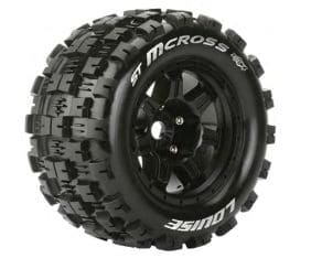 LOULT3327BH Louise R/C MT-Mcross 3.8"-1/2" Offset,17mm Hex Black Wheels(2)