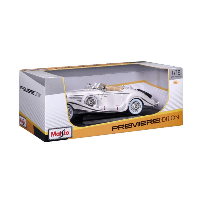 MAI36055 Maisto 1/18 PE 1936 M-B 500 K Typ Specialroadster (White)