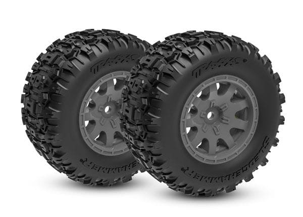 TRA10770-GRAY Traxxas Tires & wheels, assembled (charcoal gray)(rear)(2)