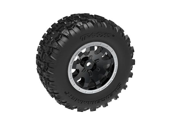 TRA10770-STBLK Traxxas Tires & wheels, assembled (black/satin wheels (rear)(2)