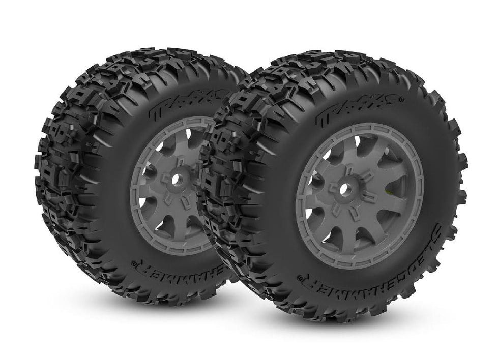 TRA10771-GRAY Traxxas Tires & wheels, assembled (charcoal gray)(front) (2)