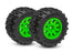 TRA10771-GRN Traxxas Tires & wheels, assembled (green wheels)(front)(2)