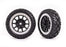 TRA2479G Tires & wheels, assembled (2.2" black, satin chrome beadlock wheels, Anaconda? 2.2" tires with foam inserts) (2) (Bandit? front)