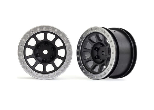 TRA2480 Wheels, 2.2" (black, satin chrome beadlock) (2) (Bandit? rear)