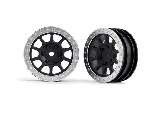 TRA2481 Wheels, 2.2" (black, satin chrome beadlock) (2) (Bandit? front)