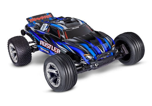 TRA37354-4BLUE Traxxas 1/10 Rustler 2WD BL-2S Clipless - Blue ***SOLD SEPARATELY you will need TRA2985 & TRA2827X to run this truck**