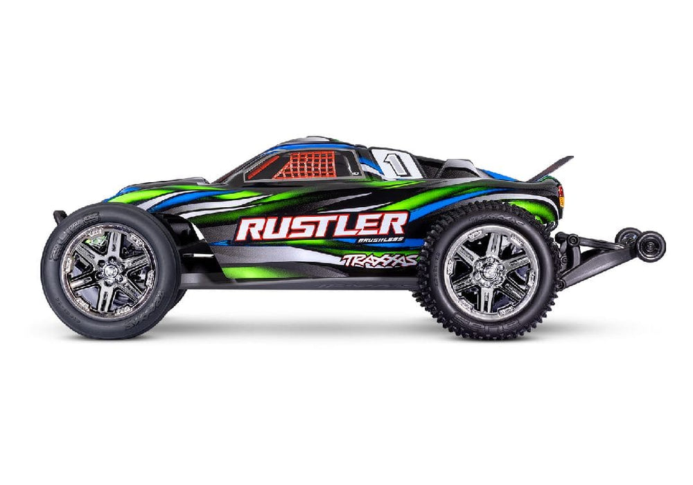 TRA37354-4GREEN Traxxas 1/10 Rustler 2WD BL-2S Clipless - Green ***SOLD SEPARATELY you will need TRA2985 & TRA2827X to run this truck**