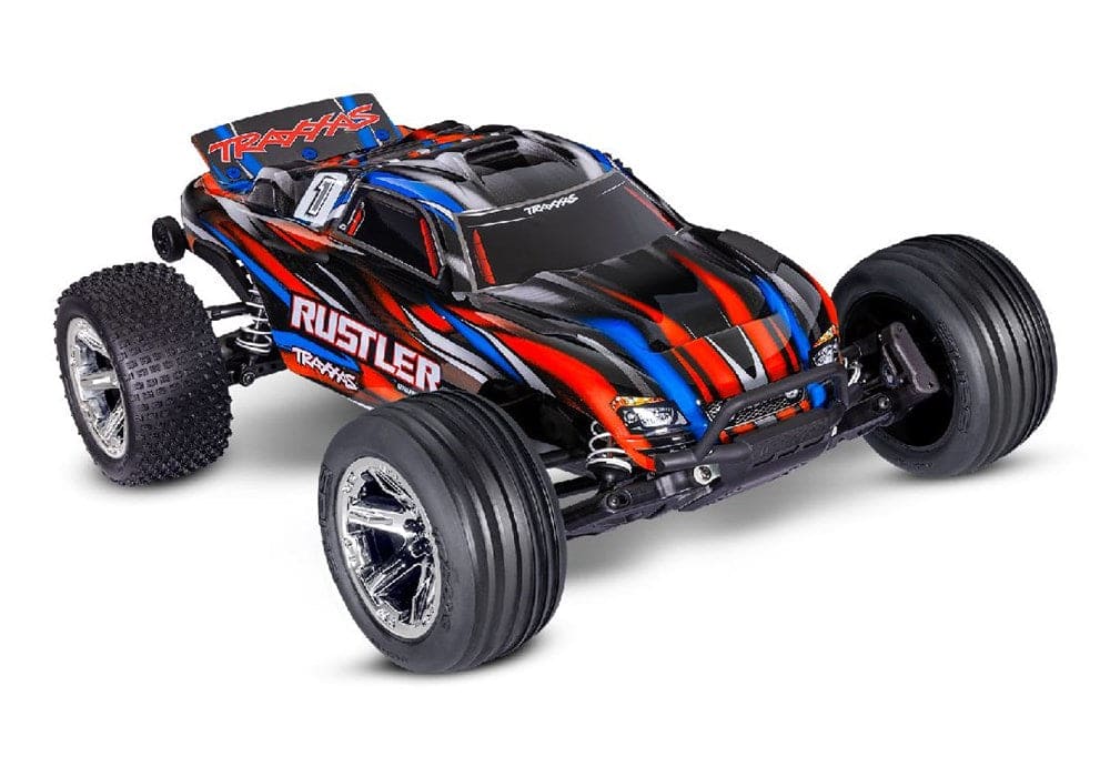 TRA37354-4RED Traxxas 1/10 Rustler 2WD BL-2S Clipless - Red ***SOLD SEPARATELY you will need TRA2985 & TRA2827X to run this truck**