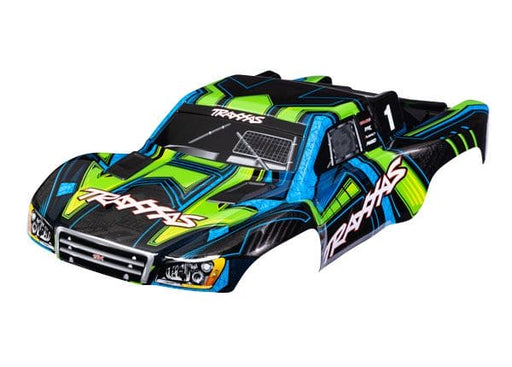 TRA6844-GRN Traxxas Body, Slash 4X4, green and blue, painted, clipless