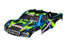 TRA6844-GRN Traxxas Body, Slash 4X4, green and blue, painted, clipless