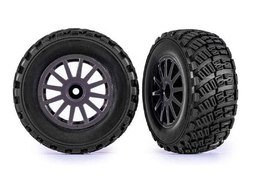 TRA7473-GRAY Traxxas Tires & wheels, assembled (gray wheels, gravel)(2)