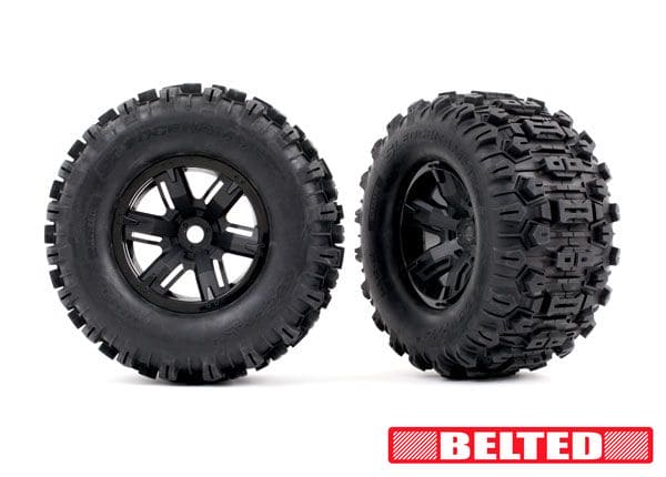 TRA7871 Traxxas Premount X-Maxx Black Wheels with Sledgehammer Belted(2)