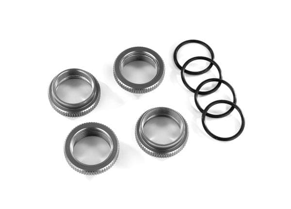 TRA8968-GRAY Traxxas Spring retainer (adjuster), gray-anodized aluminum, GT