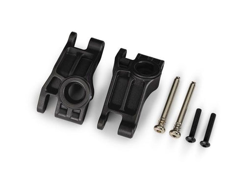 TRA9150 Carriers, stub axle, rear, extreme heavy duty, black (left & right)/ 3x31mm hinge pins (2)/ 3x18mm BCS (2) (for use with #9180, 9181, 9182 upgrade kit)