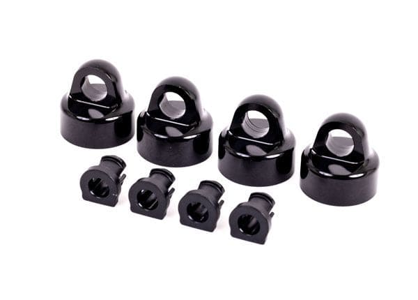 TRA9664A Traxxas Shock caps, aluminum (black-anodized), GT-Maxx shocks (4