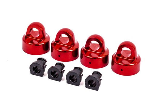 TRA9664R Shock caps, aluminum (red-anodized), GT-Maxx? shocks (4)/ spacers (4) (for Sledge?)