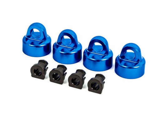 TRA9664X Shock caps, aluminum (blue-anodized), GT-Maxx? shocks (4)/ spacers (4) (for Sledge?)