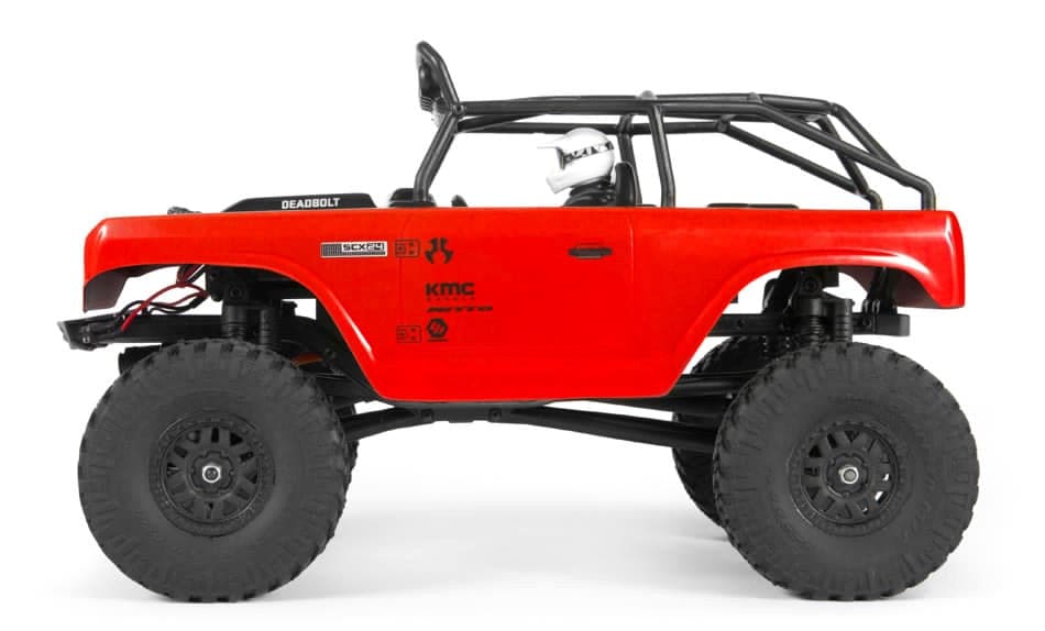 Axial SCX24 Deadbolt Red with custom red retailer upgrades