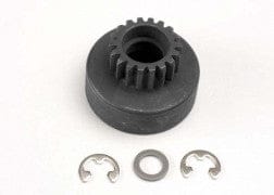 TRA4118  Clutch bell, (18-tooth)/ 5x8x0.5mm fiber washer (2)/ 5mm E-clip (requires #4609 - ball bearings, 5x10x4mm (2))